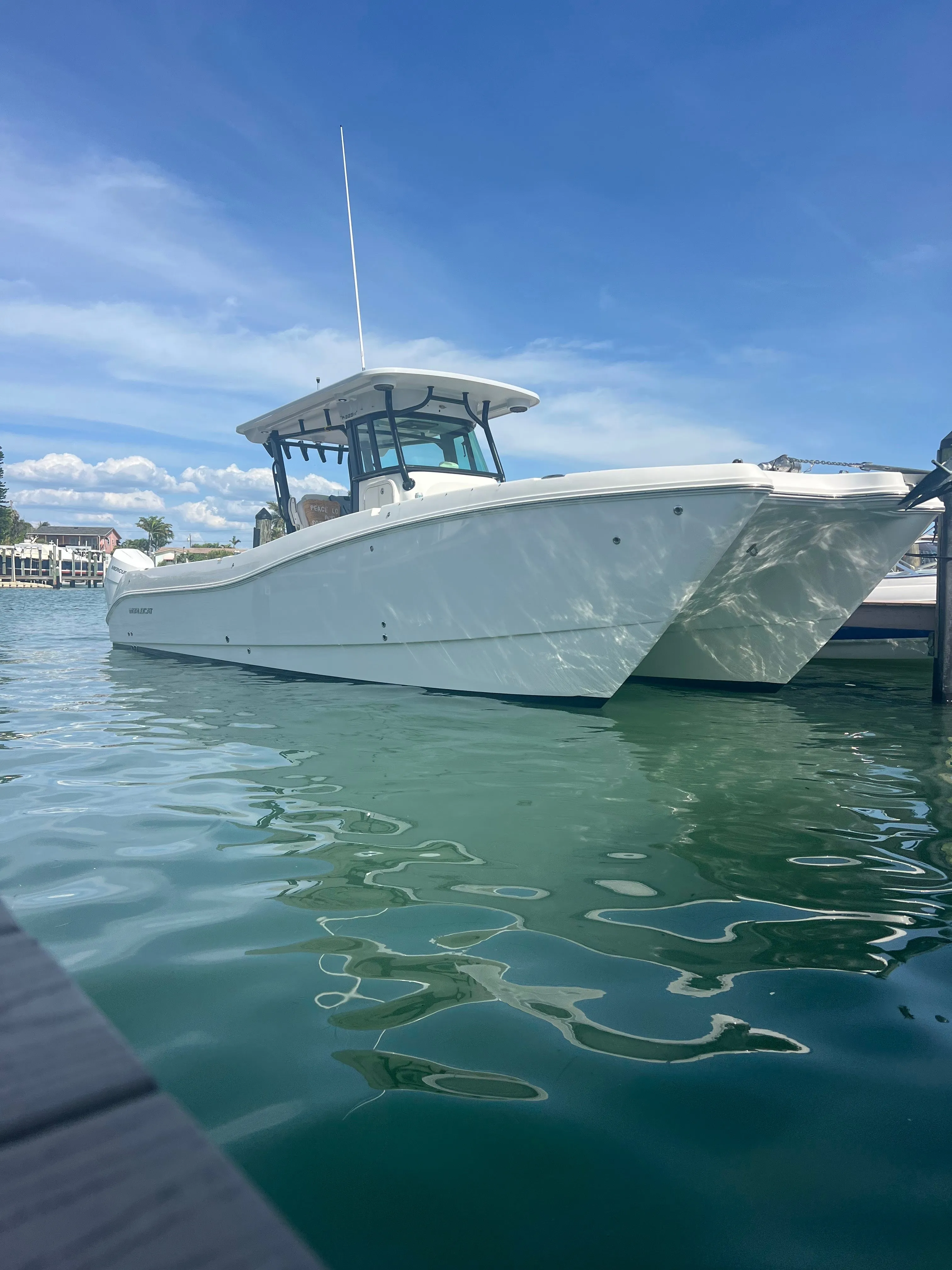 Phat Kat, 32 ft World Cat catamaran charter boat at the marina in St. Petersburg, FL