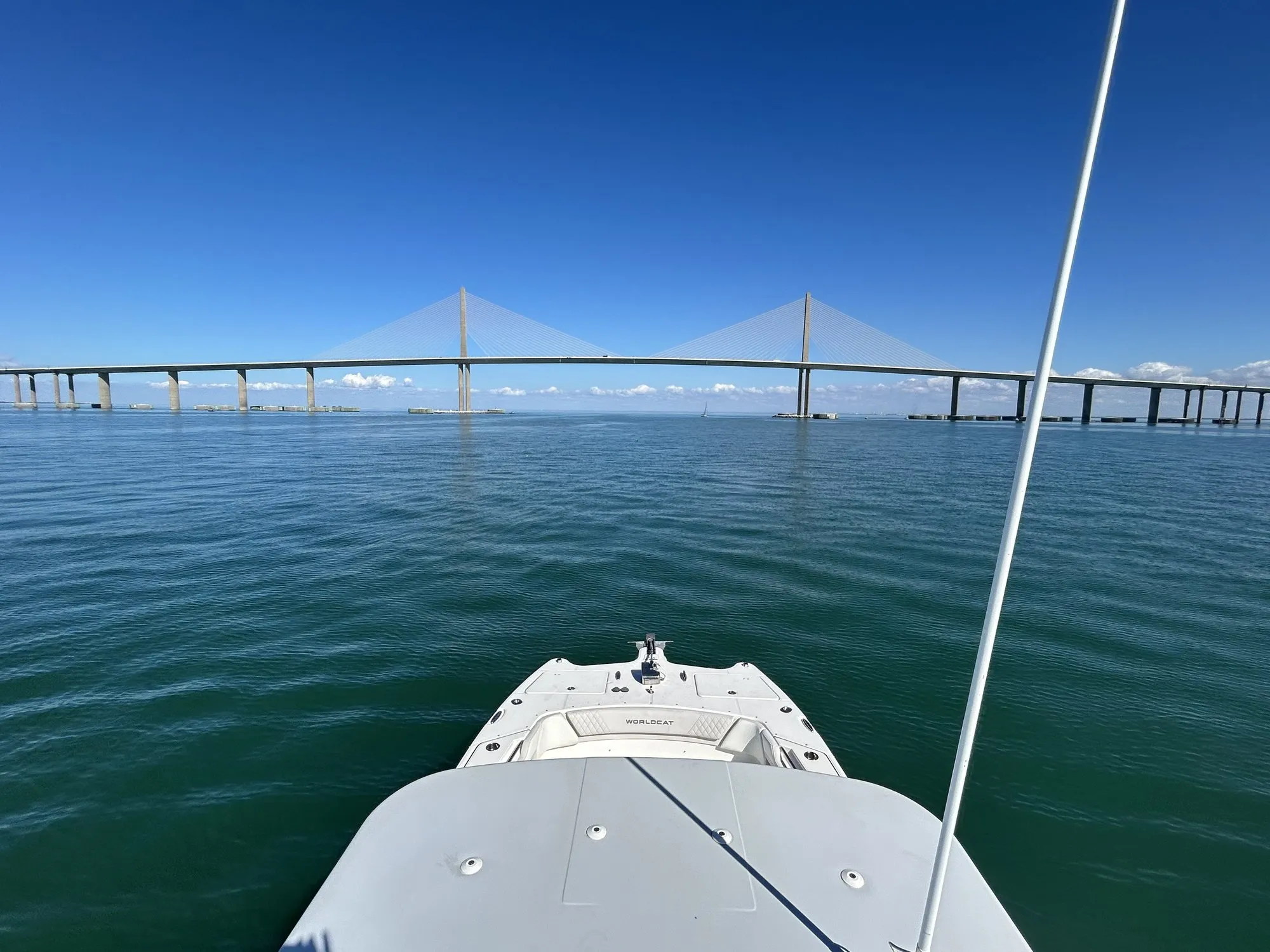 Sunshine Skyway Bridge seen from the bow of Phat Kat